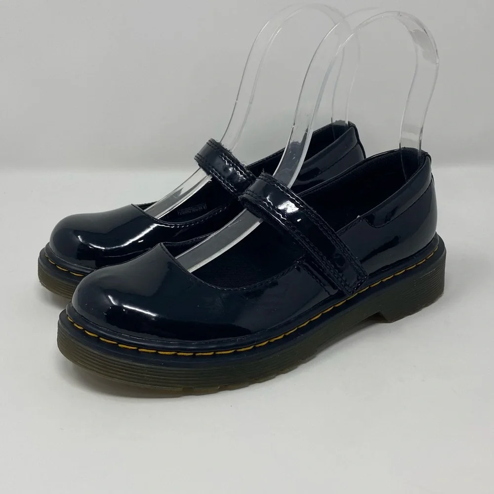 Dr. Martens Girl's 1 Maccy Black Patent Leather Mary Jane Dressy Preppy Shoes